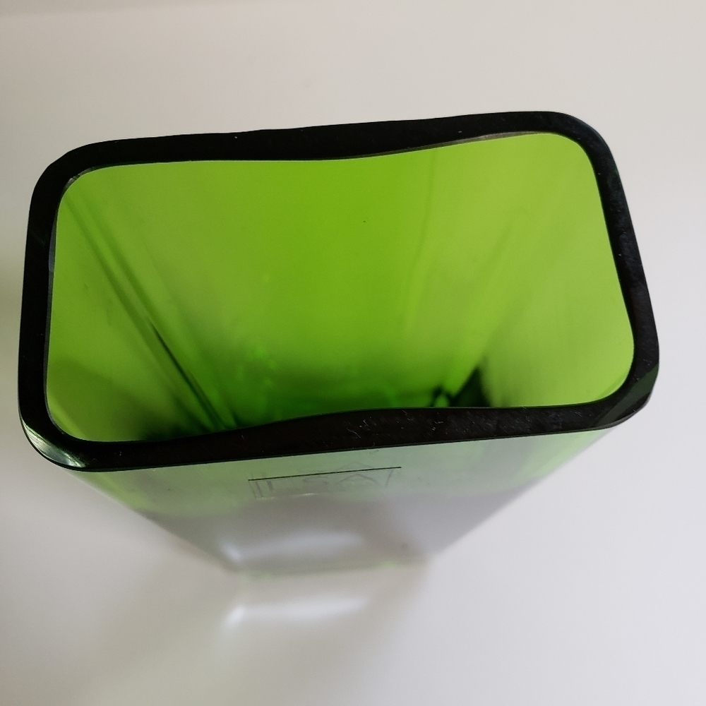 Vintage LSA International Handmade & Mouthblown Tall Green Rectangle Glass Vase - Picture 5 of 10